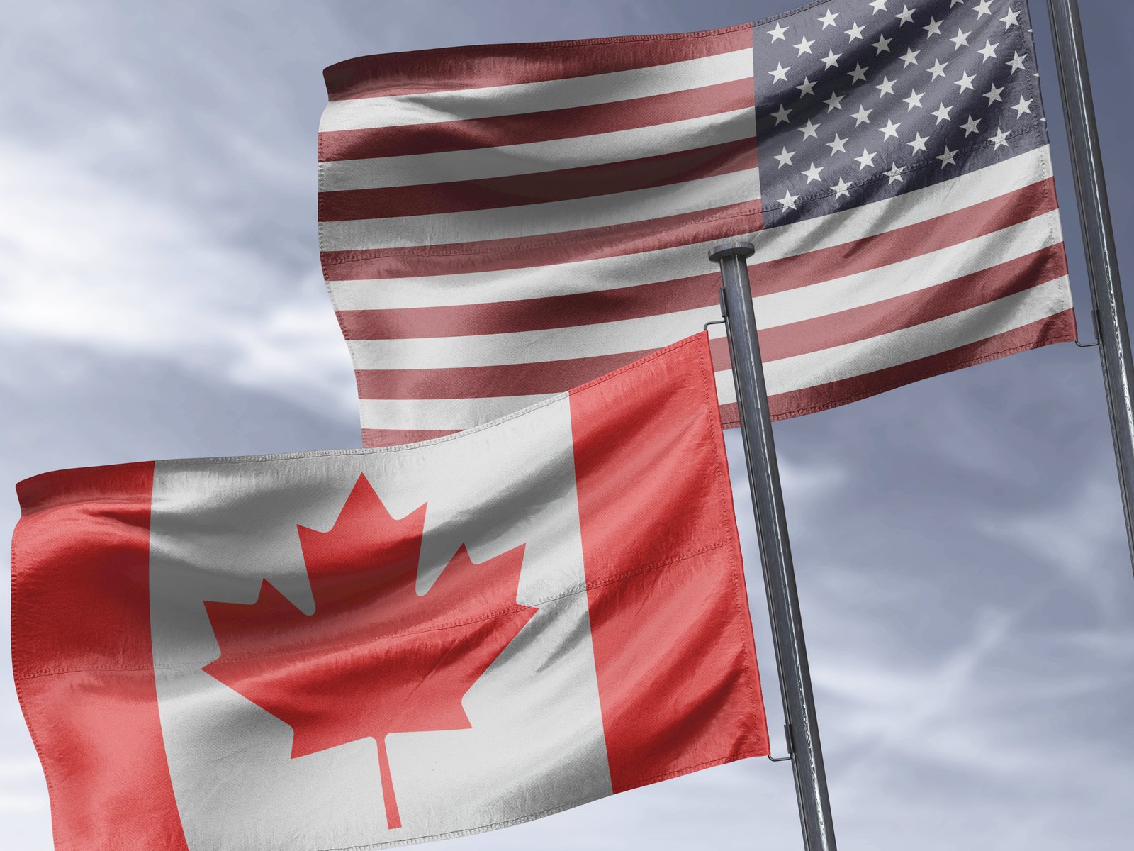 United States and Canada flags together